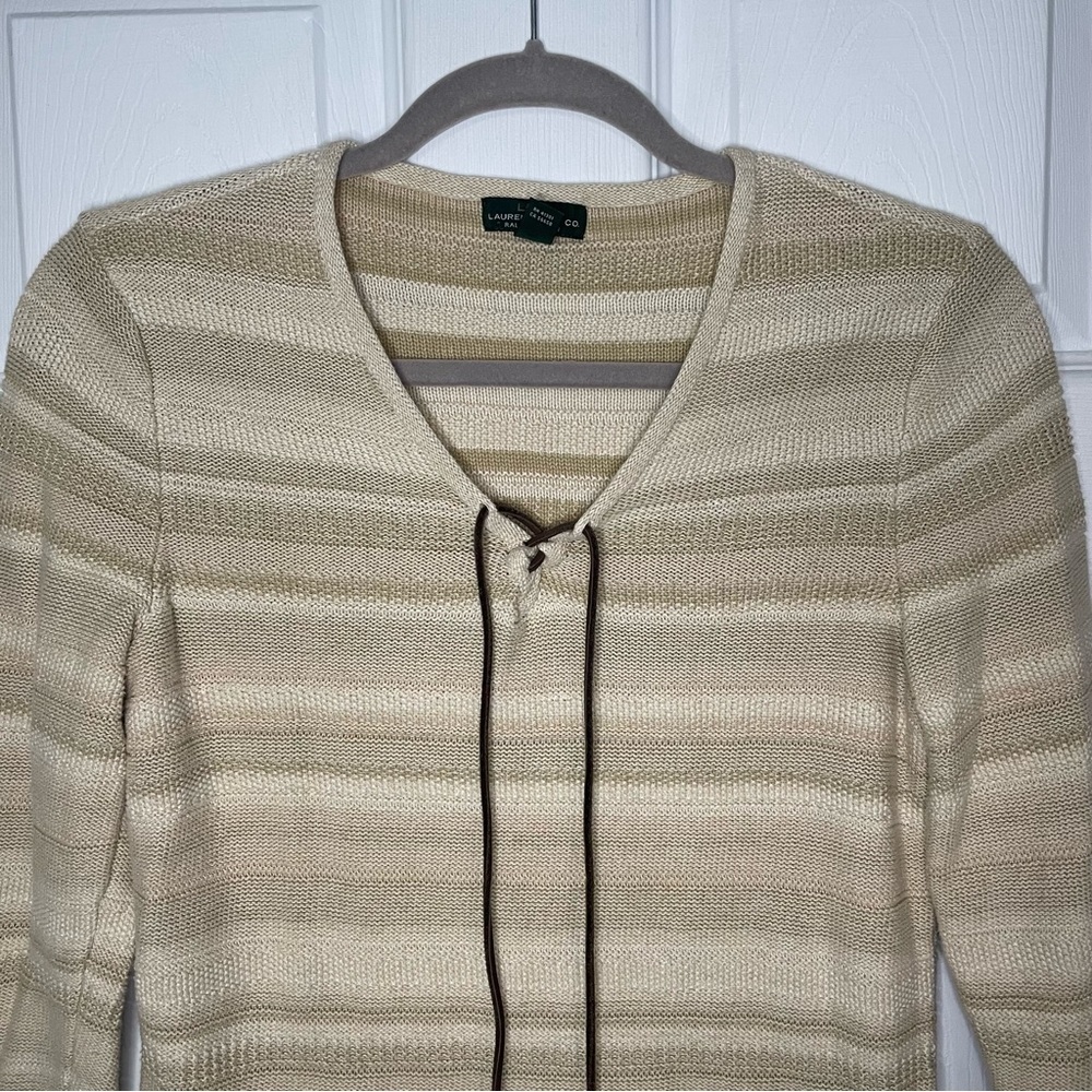 Lauren Jeans Co Ralph Lauren Vintage Y2K Lace Up Pullover Cotton Knit Top Small - Picture 5 of 7